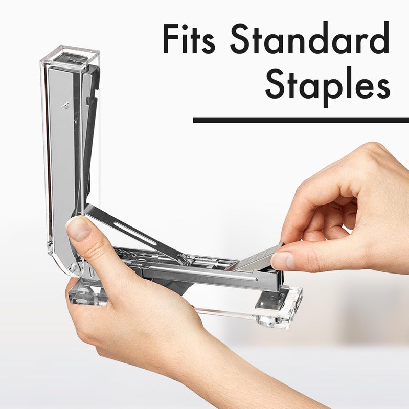 OfficeGoods Acrylic Stapler â€“ Aesthetic & Durable Silver Desk Staple for Modern Office â€“ Stylish & Compact Office Supplies for Women & Men - Image 3